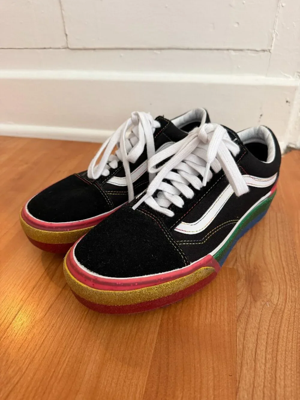 Vans Old Skool Unisex Stacked Rainbow Platform Size 7 (Men's) / 9.5 (Women's)